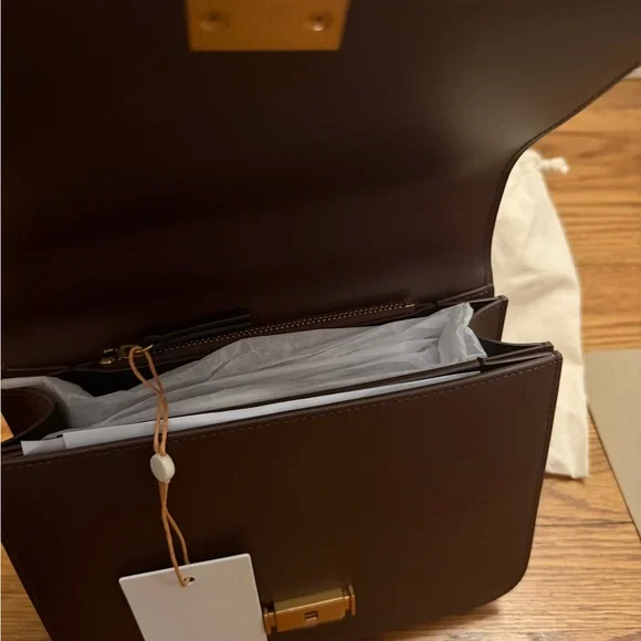 Quince Dark Brown Italian Leather Box Shoulder Bag - NWT - Picture 2 of 3